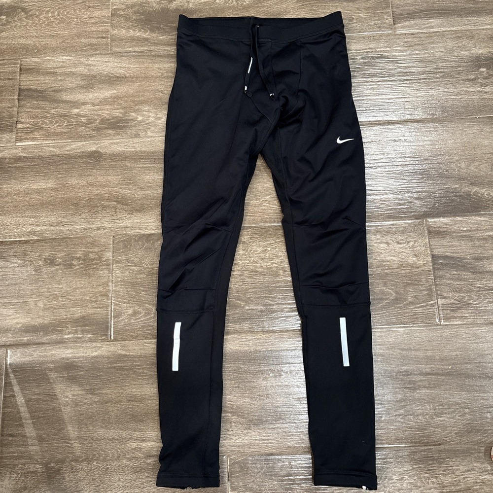 Nike Dri-FIT Pants Womens‎ Small Black Running Compression Leggings Reflective